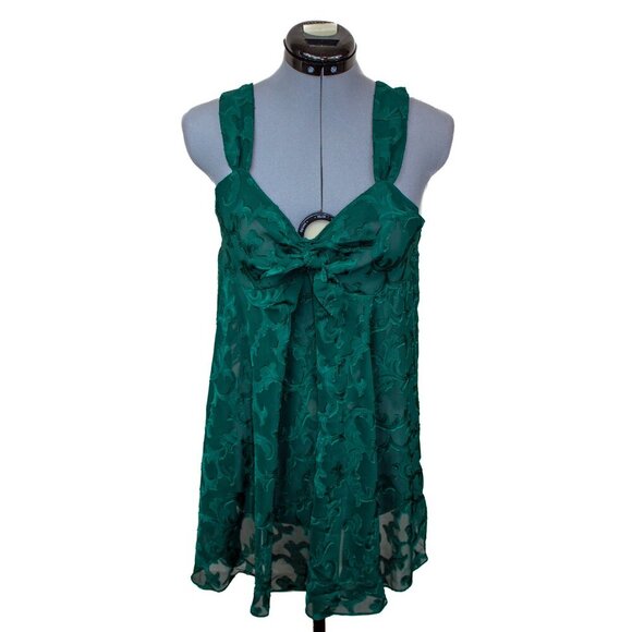 VTG VICTORIA'S SECRET Small Green Lingerie 80s 90s Gold Label Nightie Lace - Picture 1 of 4